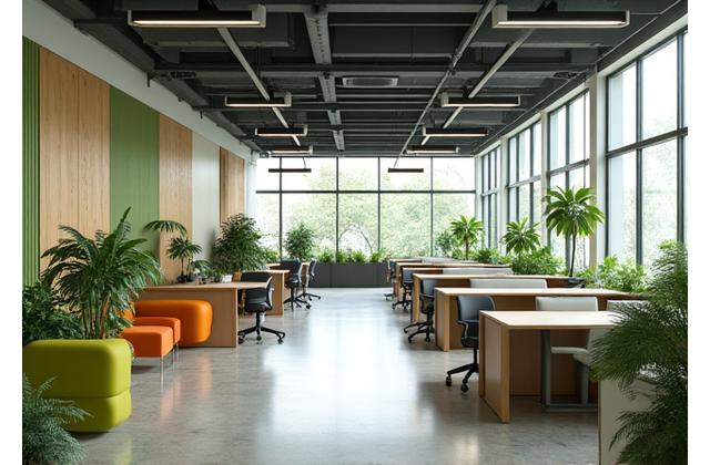 Etter bilde av et lyst, åpent og moderne kontorlandskap i Nordland med akustiske løsninger