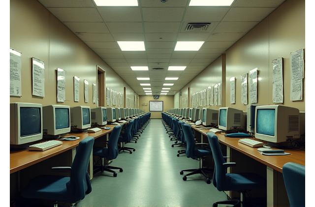 Før bilde av et utdatert kontorlandskap i Nordland