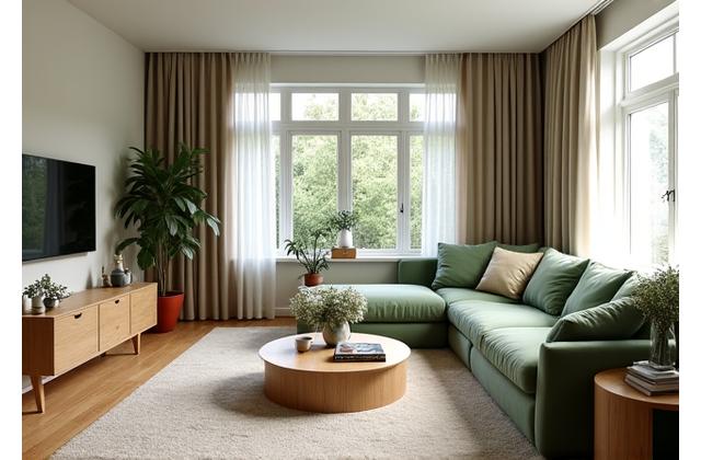 Etter bilde av en moderne, elegant stue i Villa Bodø med nye møbler og stilren dekor