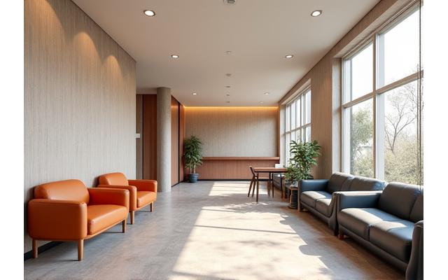 Et lyst offentlig rom med slitesterk og lett vedlikeholdbar veggbekledning