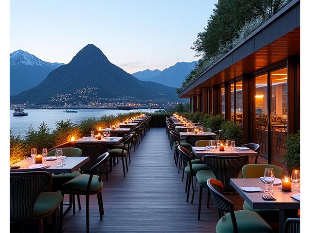 Moderne utendørs sittegruppe for en hotellterrasse i Bodø