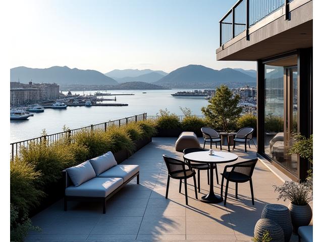 Spektakulær takterrasse med panoramautsikt over Bodø havn og by